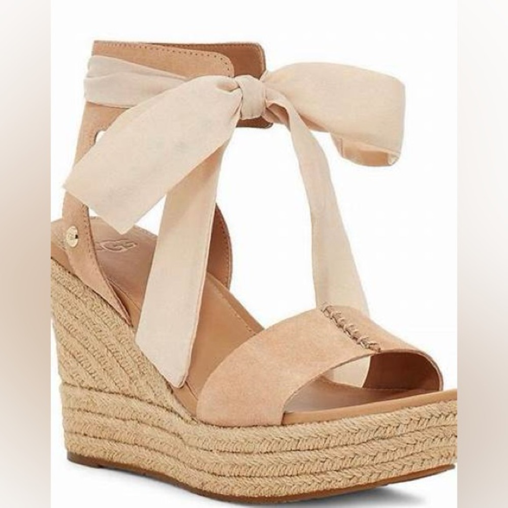 UGG Brown and Cream Wedge Sandals